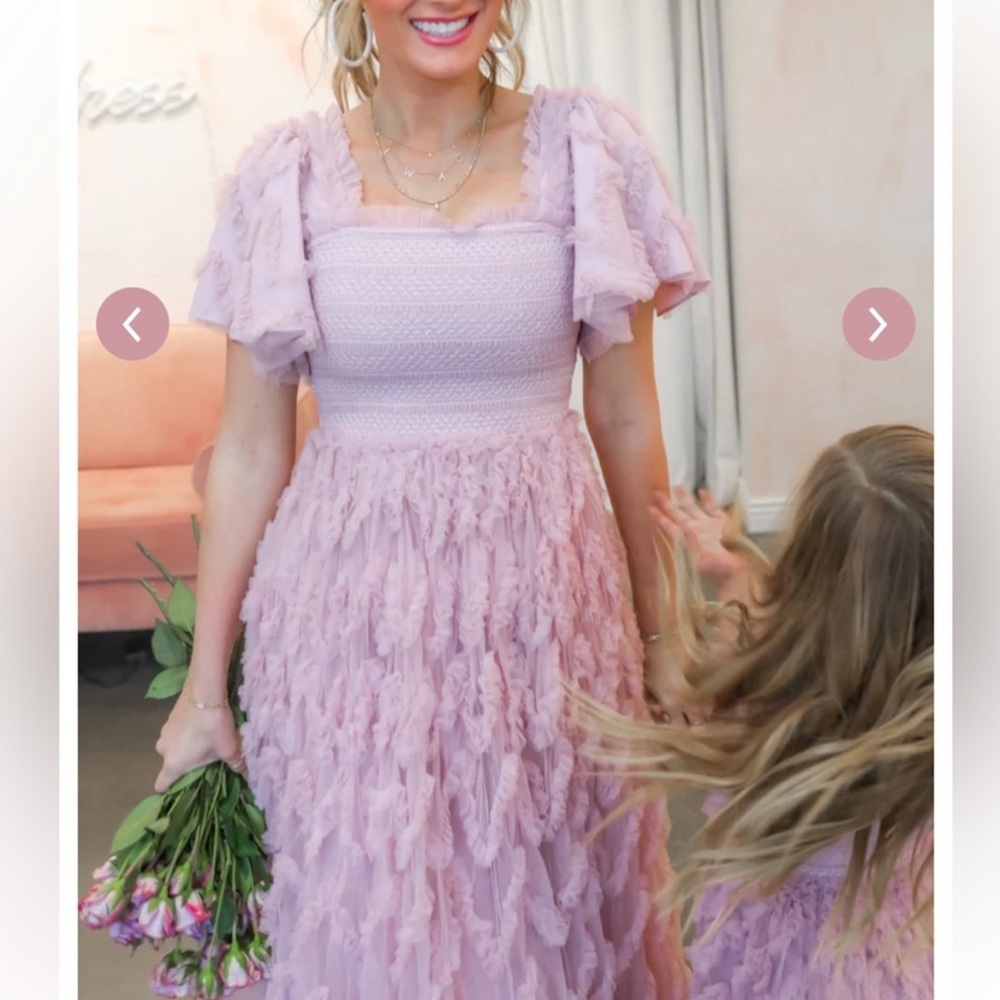 Ivy City Co Lilac Ruffle Midi Dress